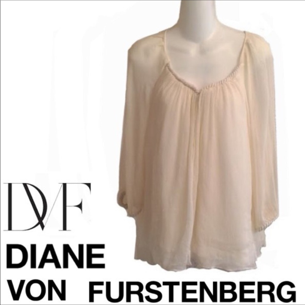Diane Von Furstenberg Silk Blouse Peasant Top